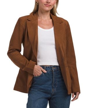 TJ Maxx Suede Noian Blazer, Polyester/Suede - Brown