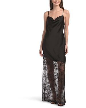 TJ Maxx Sleeveless Lace Hem Gown For Nylon/Polyester - Black