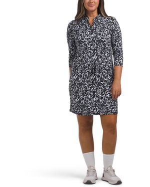 TJ Maxx Upf 50 Cooling Printed Drawstring Waist Mini Dress For Nylon - Blue