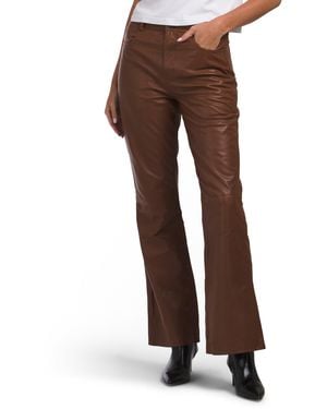 TJ Maxx Leather Flair Pants For Polyester/Leather - Brown