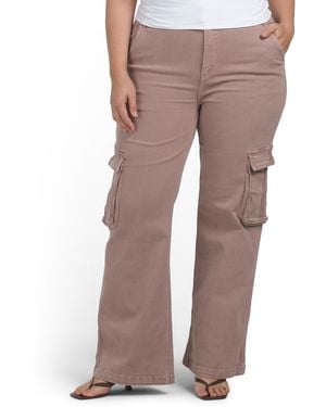 TJ Maxx Plus High Rise Wide Leg Cargo Pants For Spandex/Cotton - Purple
