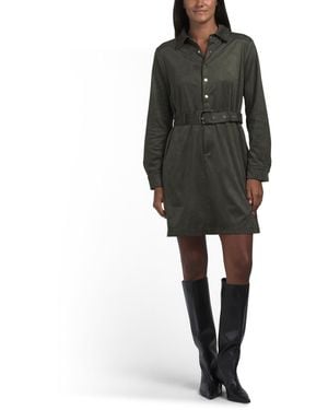 TJ Maxx Belted Faux Suede Mini Dress For Spandex/Polyester/Suede - Black