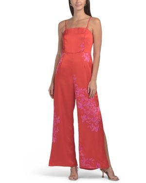 TJ Maxx Placed Floral Jumpsuit For Spandex/Polyester - Red