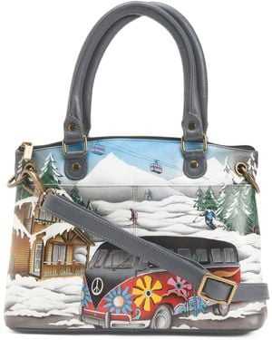 TJ Maxx Leather Apres Ski Small Satchel, Leather - Blue