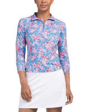 TJ Maxx Upf 50 Printed Long Sleeve Quarter Zip Jacket For Spandex/Polyester - Blue