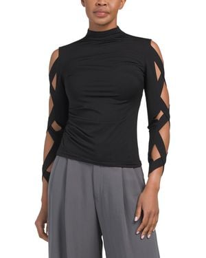 TJ Maxx Cut Out High Neck Top For Spandex/Polyester - Black