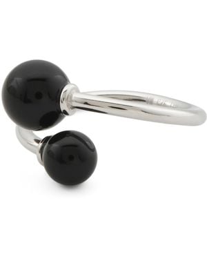 TJ Maxx Sterling Onyx Bead Bypass Ring - Black
