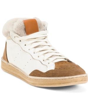 TJ Maxx Leather Marie Cozy Sneakers For Leather/Suede - Natural