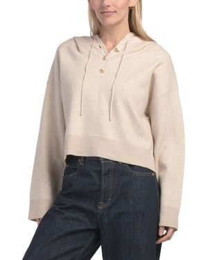TJ Maxx Cropped Henley Hoodie, Nylon/Polyester/Viscose - Blue