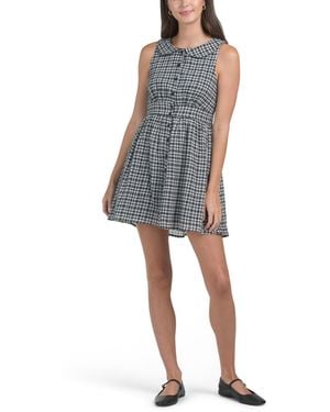 TJ Maxx Button Front Plaid Mini Dress For Cotton - Blue
