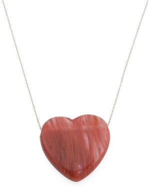 TJ Maxx Sterling Plated Heart Stone Necklace For - White