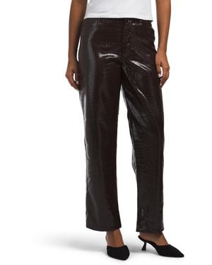 TJ Maxx Faux Leather Animal Embossed Straight Leg Pants For Polyester/Leather - Black