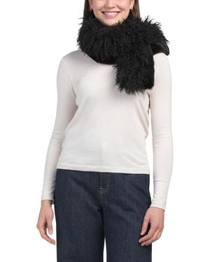 TJ Maxx Reversible Faux Mink And Lamb Pull Through Scarf For Polyester - White