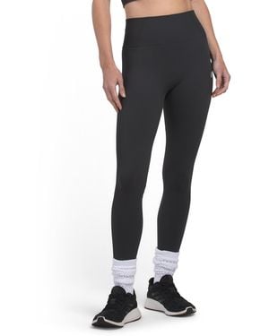 TJ Maxx Ribbed Texture Soft And Stretchy Leggings, Nylon/Spandex - Black