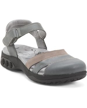 TJ Maxx Leather Camille Comfort Wedge Mules For - Gray