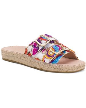 TJ Maxx Two Band Espadrille Sandals With Embroidery And Sequins For - Pink