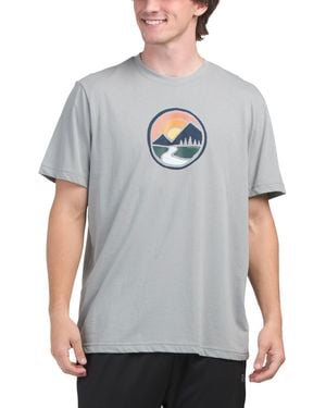 TJ Maxx Sunset Mountain Circle T-Shirt For Cotton - Gray