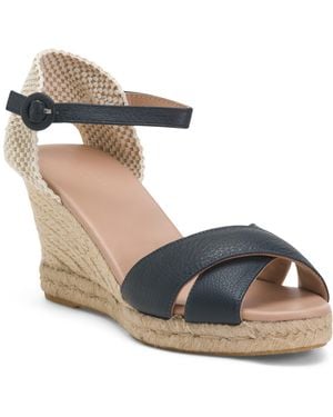 TJ Maxx Leather Angela Wedge Espadrille Casual Sandals For - Metallic