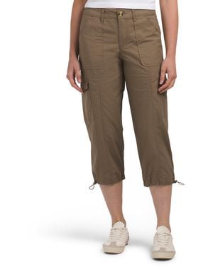 TJ Maxx Medium Rise Poplin Cargo Capri Pants For Spandex/Cotton - Natural