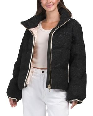 TJ Maxx Kensington Tweed Puffer, Nylon/Polyester/Wool - Black