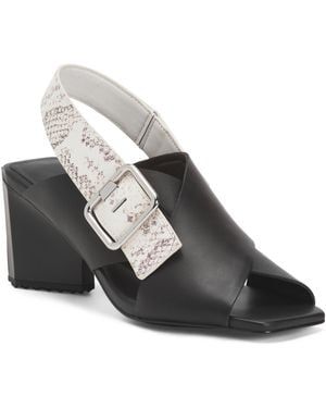 TJ Maxx Leather Mirror Verra Heeled Sandals For - Black