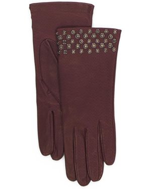 TJ Maxx Leather Px Gloves With Embellished Cuffs For - Purple
