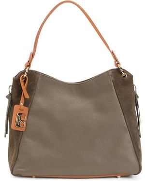 TJ Maxx Leather Hobo With Suede Gusset And Ring Hardware For Leather//Suede - Brown