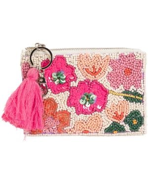 TJ Maxx Handmade Beaded Floral Coin Purse For Leather - Pink