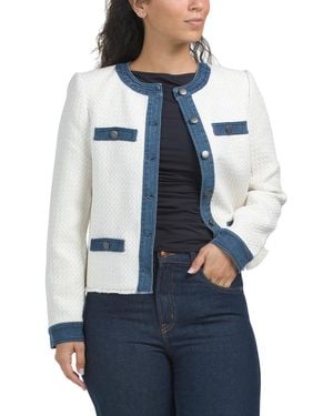 TJ Maxx Mix Media Round Neck Jacket For Cotton/Polyester - Blue