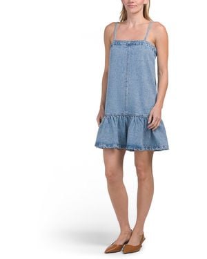 TJ Maxx Ruffle Denim Mini Dress For Cotton - Blue