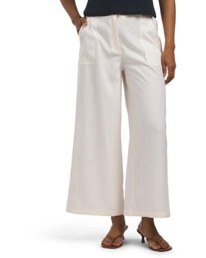 TJ Maxx Cropped Wide Leg Pants With Pockets For Spandex/Polyester - White