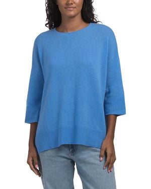 TJ Maxx Cashmere Laid Back Round Neck Sweater - Blue