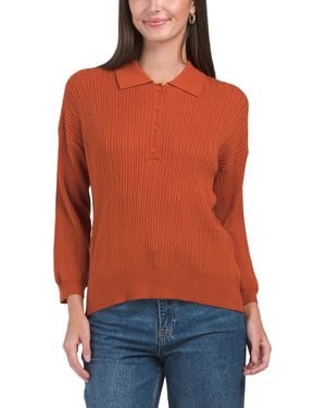 TJ Maxx Collared Rib Knit Sweater, Nylon/Polyester/Rayon