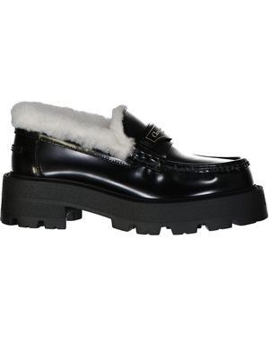 Dior Logo mocassini in pelle soletta in shearling - Nero