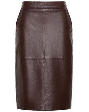 Max Mara Studio Timore Leather Pencil Skirt - Brown