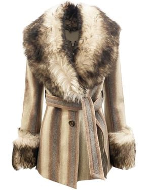 Marc Jacobs Fur Trim Coat - Brown