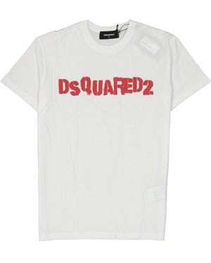 DSquared² Maglietta in cotone con logo - Bianco