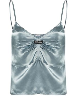 Miu Miu Crepe Satin Top - Blue