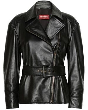 Max Mara Nappa Leather Giusto Jacket - Black