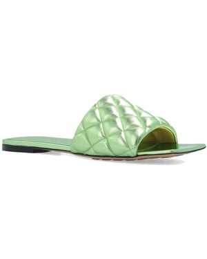 Bottega Veneta Bicolor Calfskin Flat Sandalen - Grün