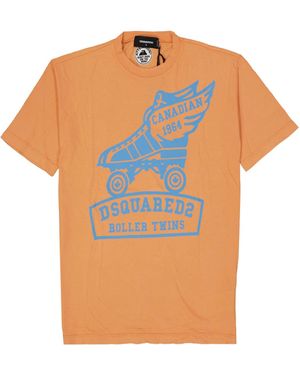 DSquared² Maglietta in cotone con logo - Arancione