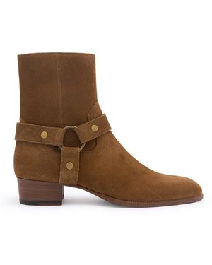 Saint Laurent Stivaletti Wyatt Harness - Marrone