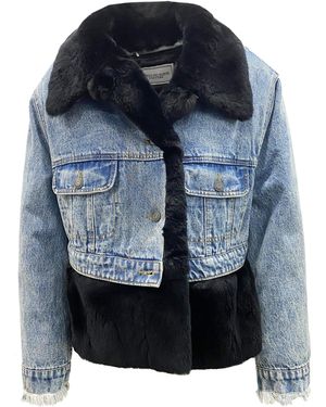 Forte Giacca di jeans con fodera di pelliccia - Blu