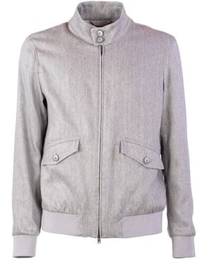Herno Linen Bomber Jacket - Gray