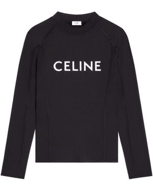 Celine Surf Logo Stretch-Jersey T-Shirt - Blue