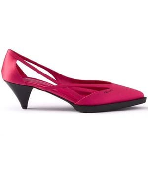 Prada 55Mm Satin Cut-Out Court Shoes - Pink