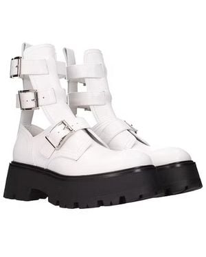 McQueen Rave Buckle Boots - Weiß