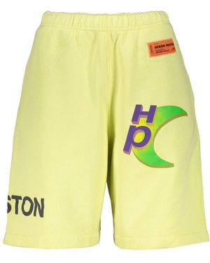 Heron Preston Casual Cotton Shorts With Graphic Logo Detail - Yellow