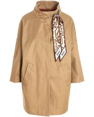 Herno Scarf Detailed Trench Coat - Natural