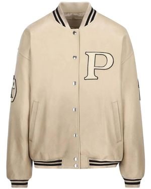Prada Padded Leather Varsity Jacket - Natural